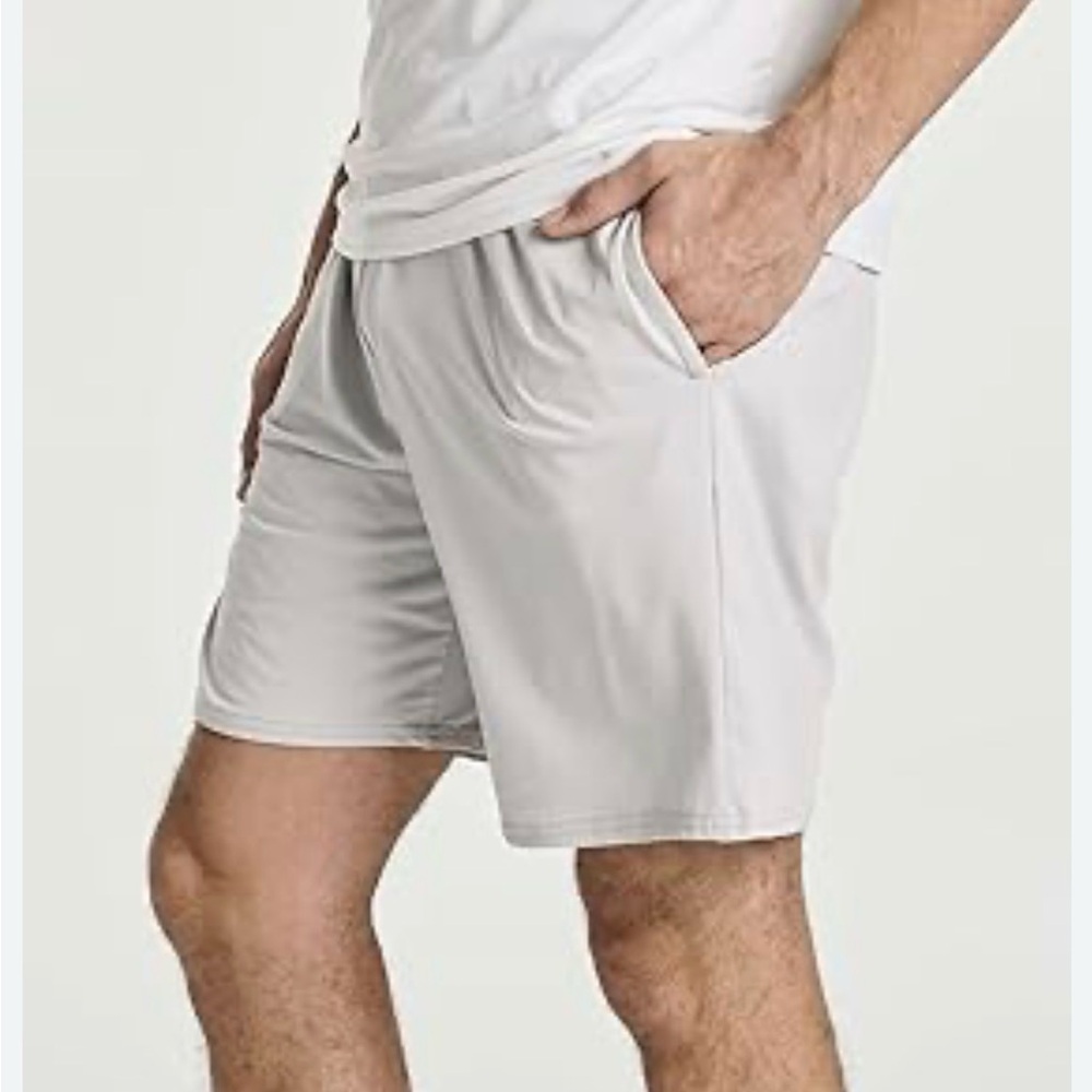 REAL ESSENTIALS DriFit Athletic Mesh Shorts, 2 Pairs, Men’s XL, Light Gray Green